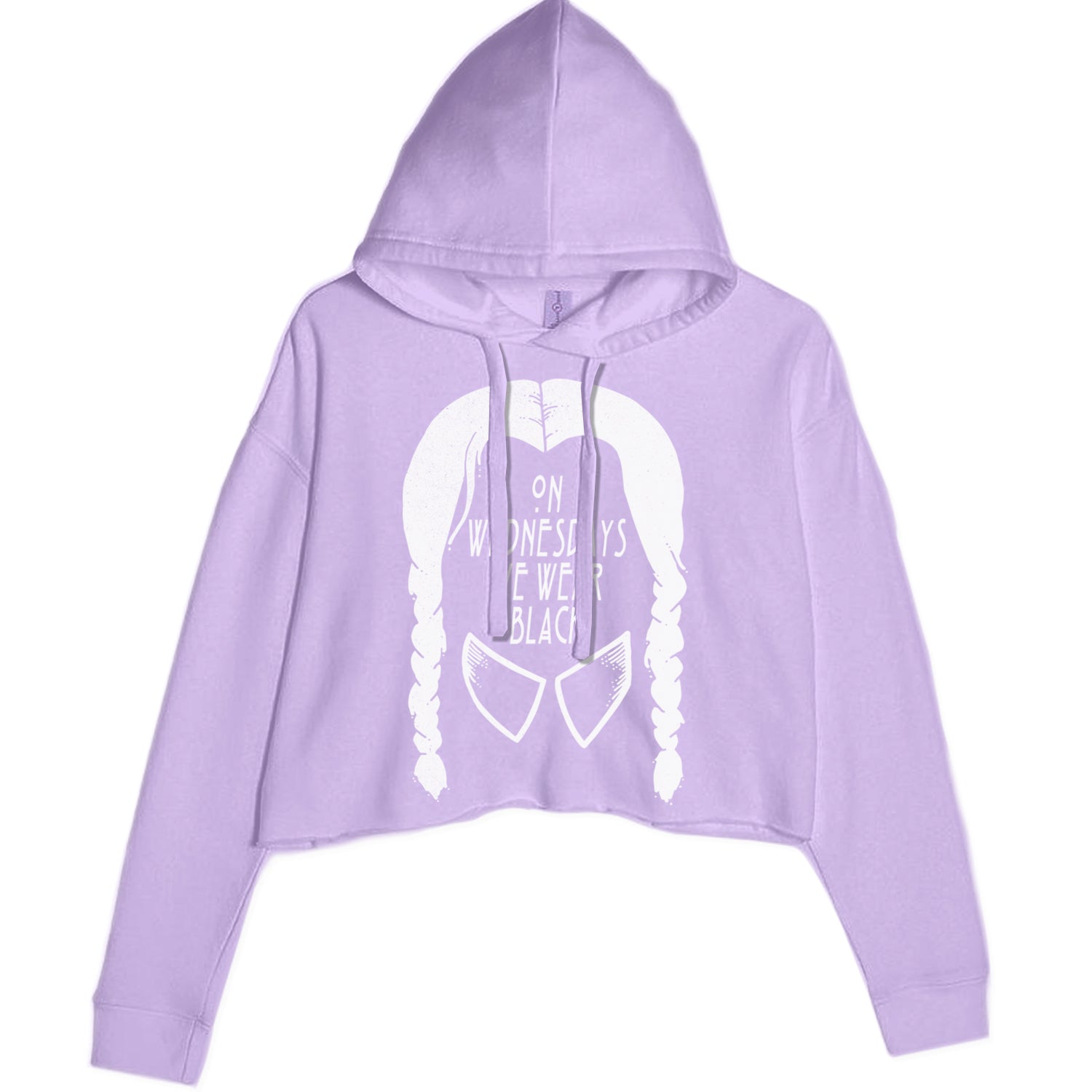 On Wednesdays, We Wear Black Cropped Hoodie Sweatshirt Lavender