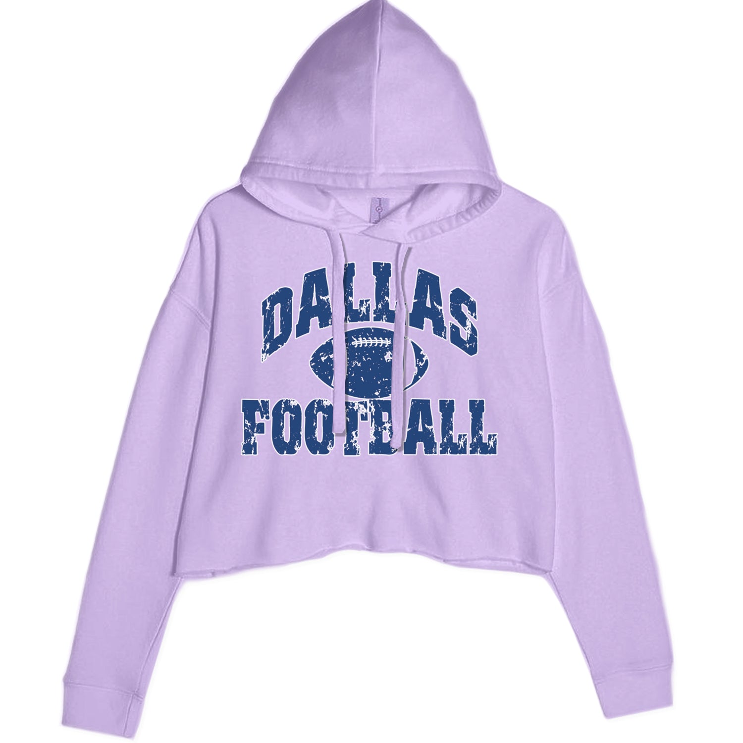 Dallas Distressed Football Cropped Hoodie Sweatshirt Lavender