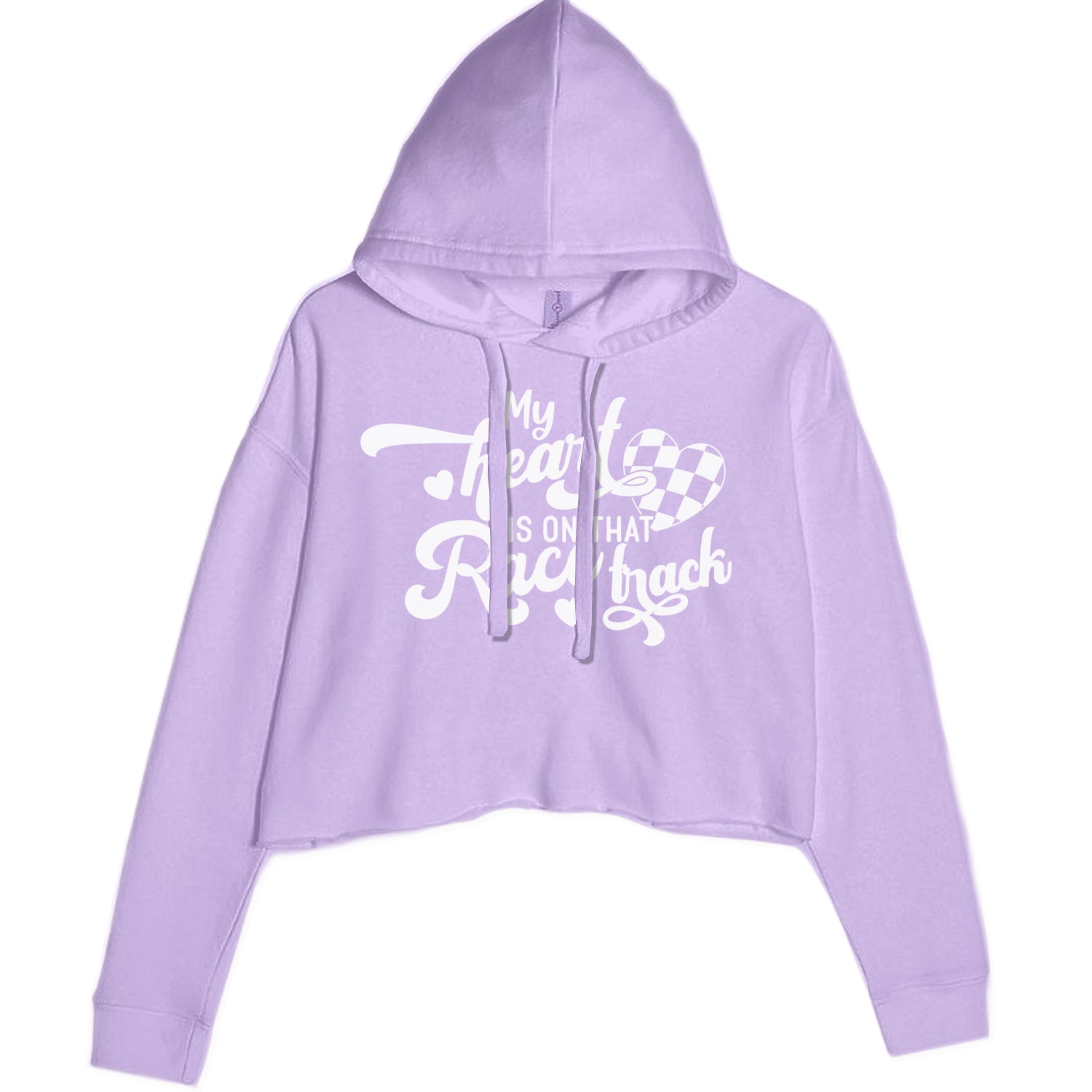 My Heart Is On That Race Track Cropped Hoodie Sweatshirt Lavender