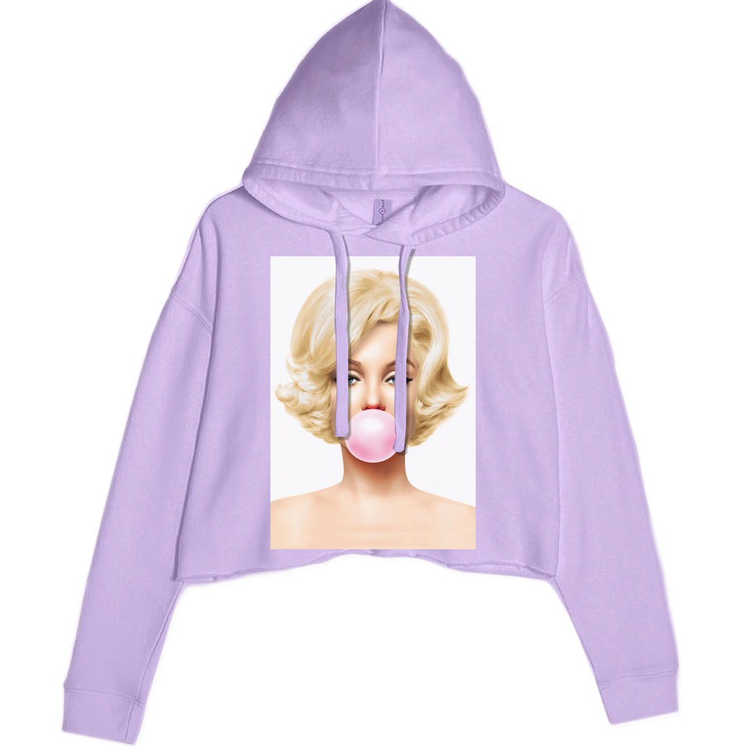 Ms. Monroe Pink Bubble Gum American Icon Cropped Hoodie Sweatshirt Lavender