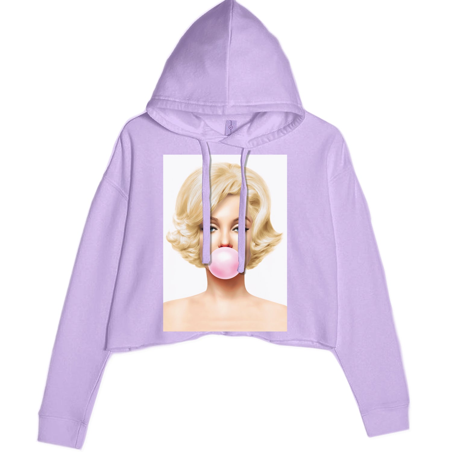 Ms. Monroe Pink Bubble Gum American Icon Cropped Hoodie Sweatshirt Lavender