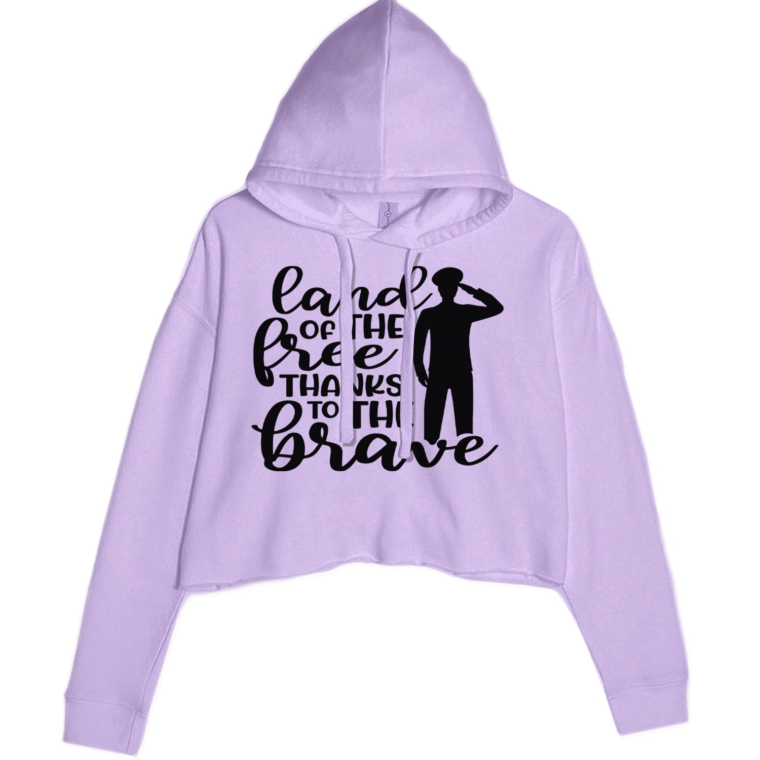 Land Of The Free Thanks To The Brave Veterans Cropped Hoodie Sweatshirt Lavender