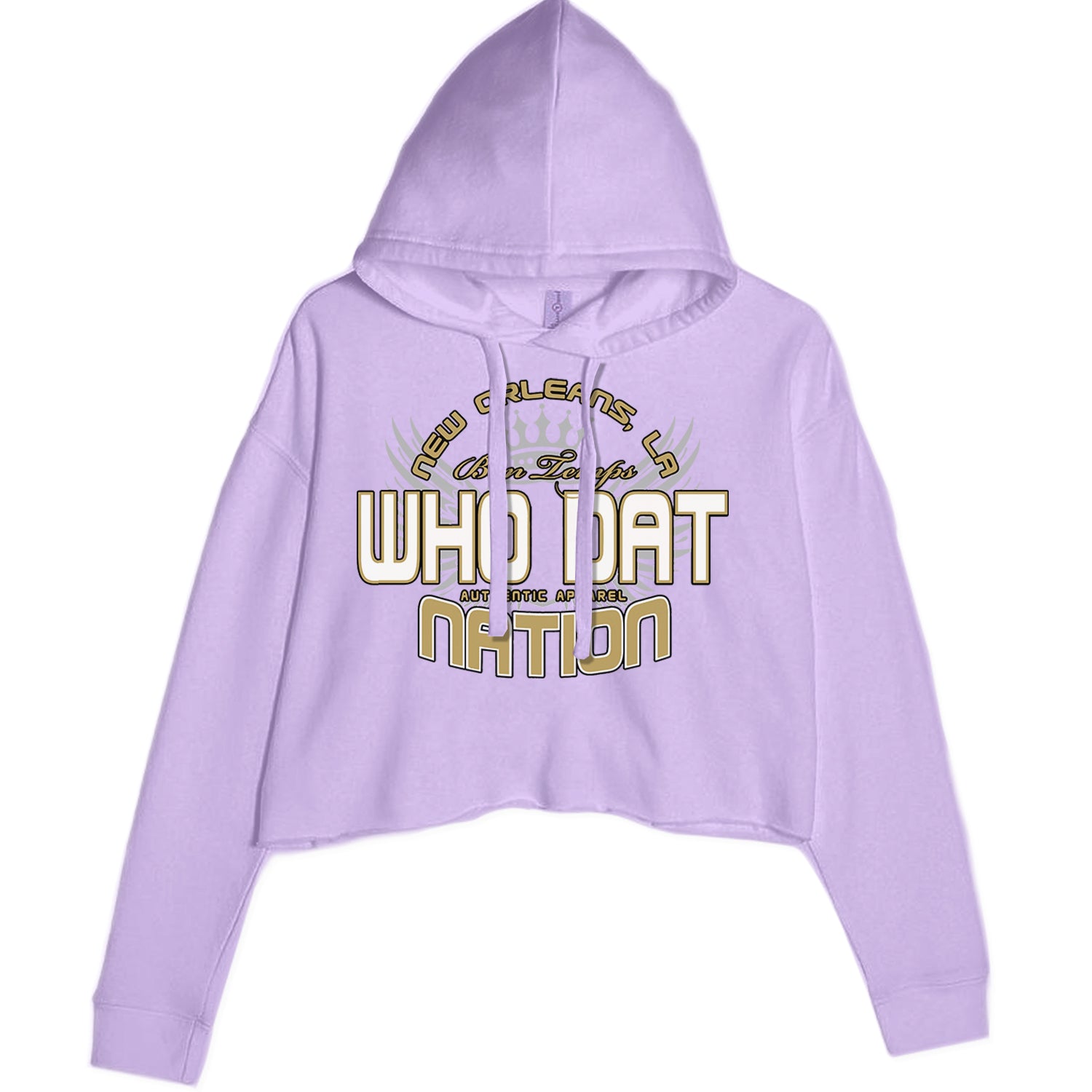 Who Dat Nation New Orleans (Color) Cropped Hoodie Sweatshirt Lavender