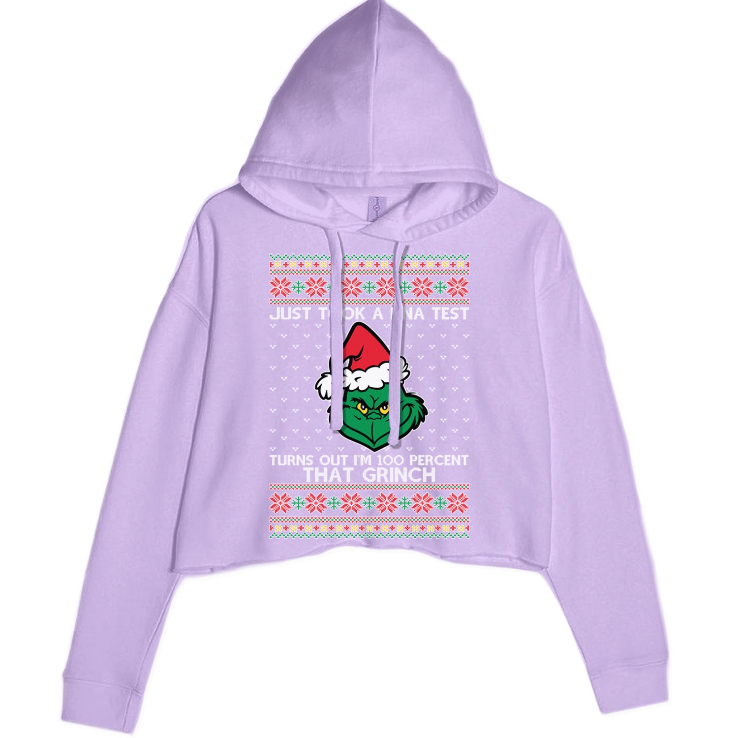 One Hundred Percent That Gr-nch Ugly Christmas Cropped Hoodie Sweatshirt Lavender