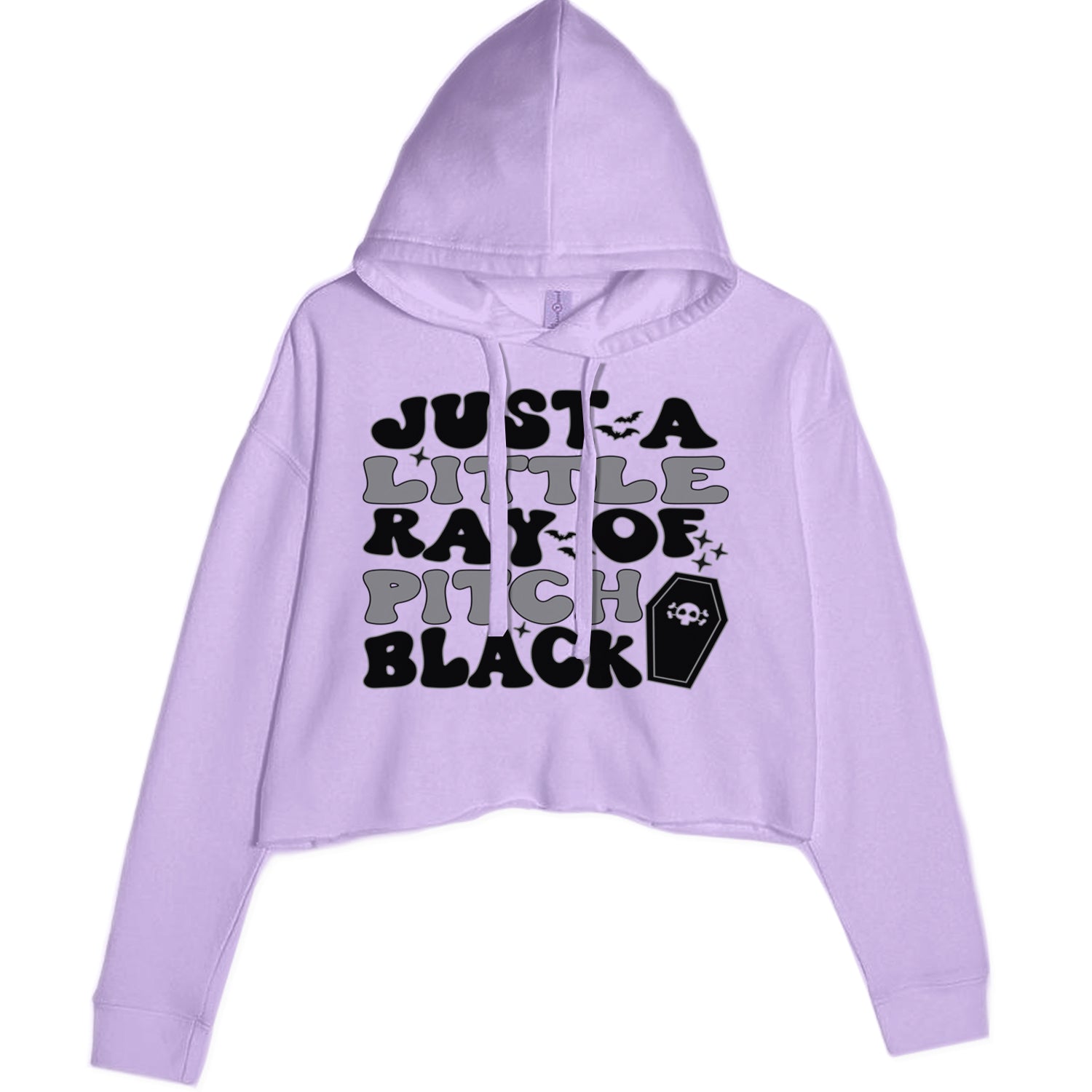 Just A Little Ray of Pitch Black Cropped Hoodie Sweatshirt Lavender