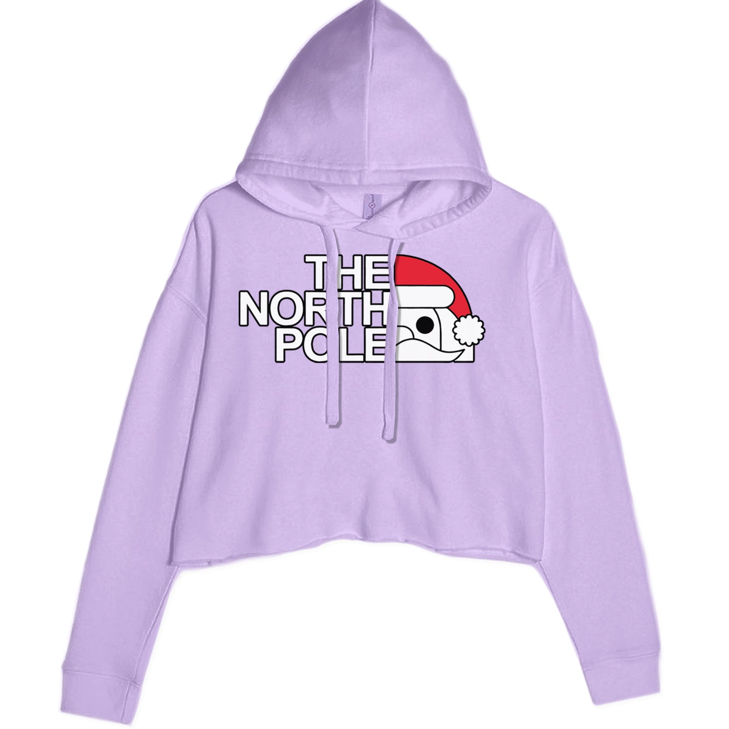 The North Pole Santa Face Cropped Hoodie Sweatshirt Lavender