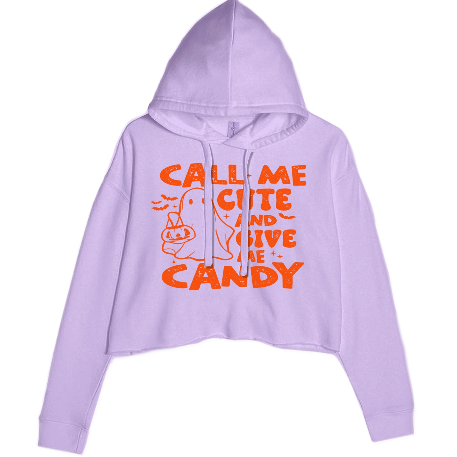 Call Me Cute And Give Me Candy Cropped Hoodie Sweatshirt Lavender