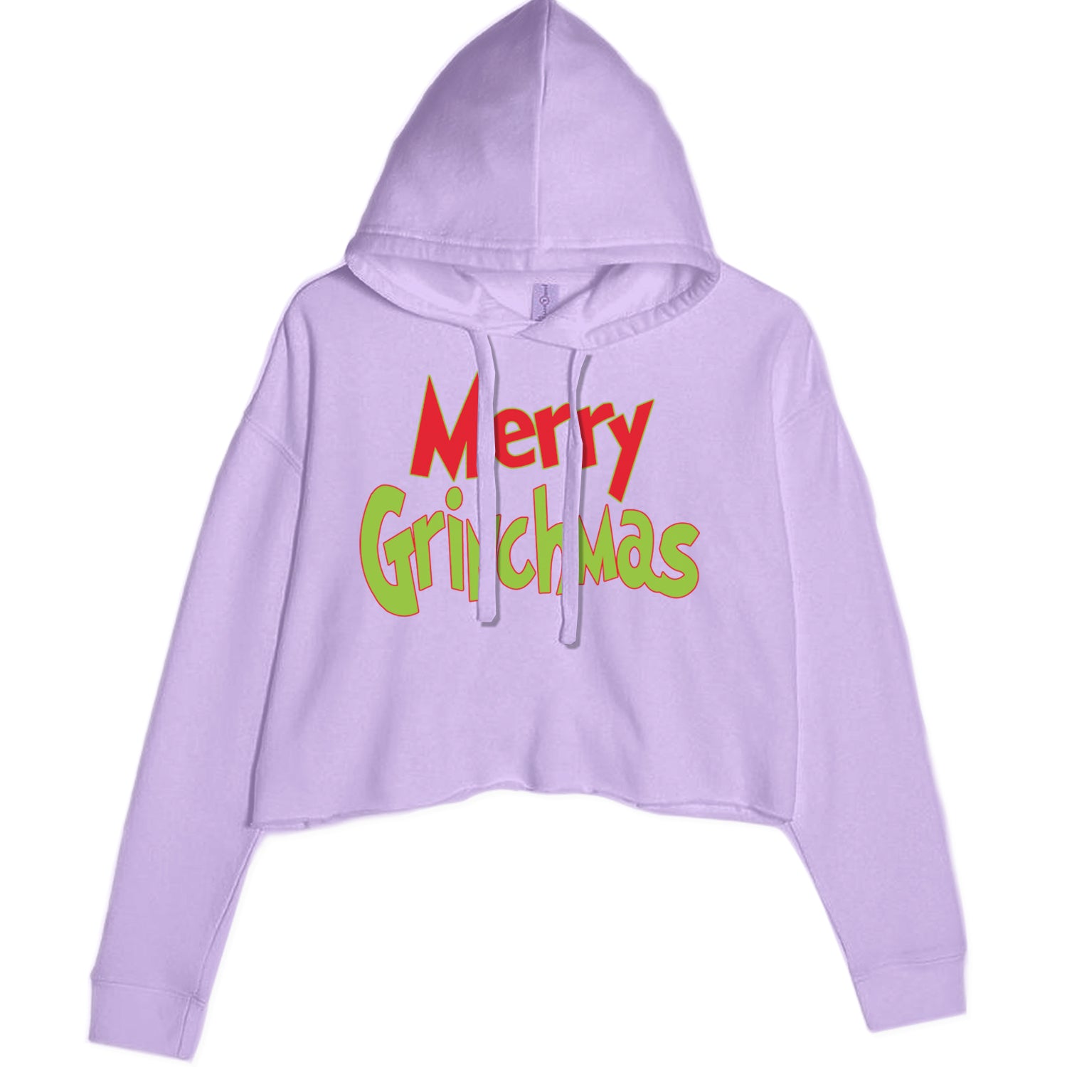 Merry Grinchmas Jolly Merry Christmas Cropped Hoodie Sweatshirt Lavender