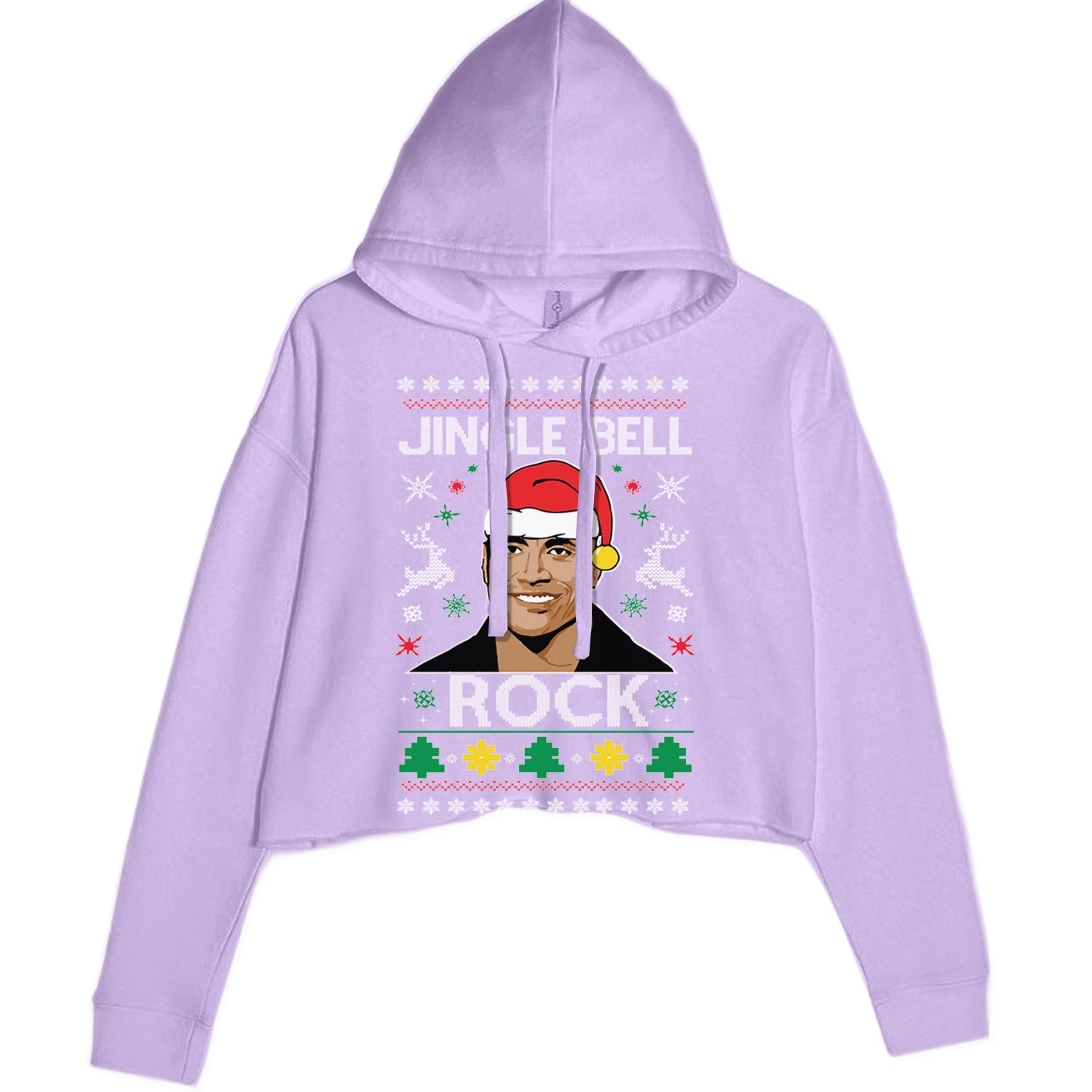 Jingle Bell Rock Ugly Christmas Cropped Hoodie Sweatshirt Lavender