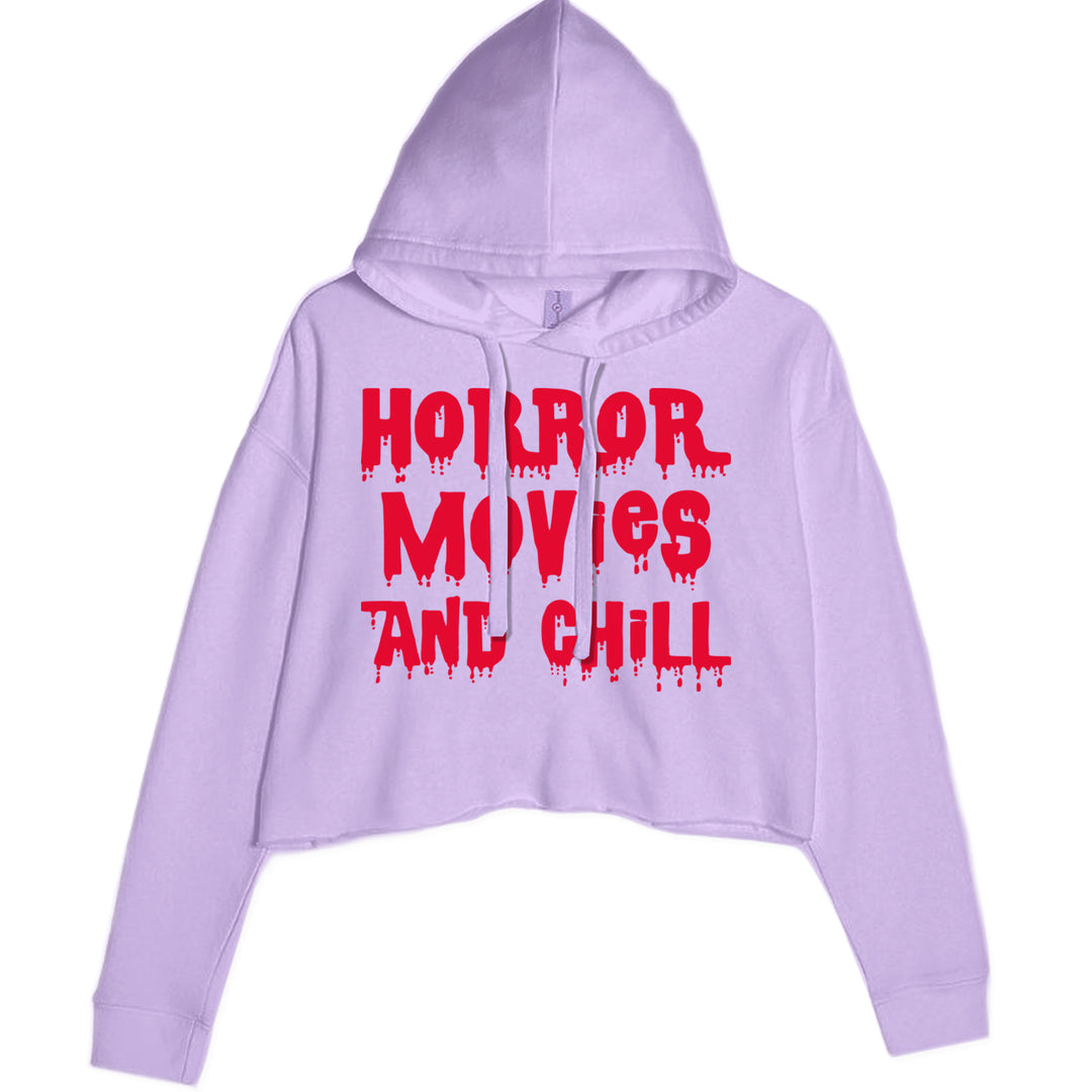 Horror Movies and Chill Cropped Hoodie Sweatshirt Lavender