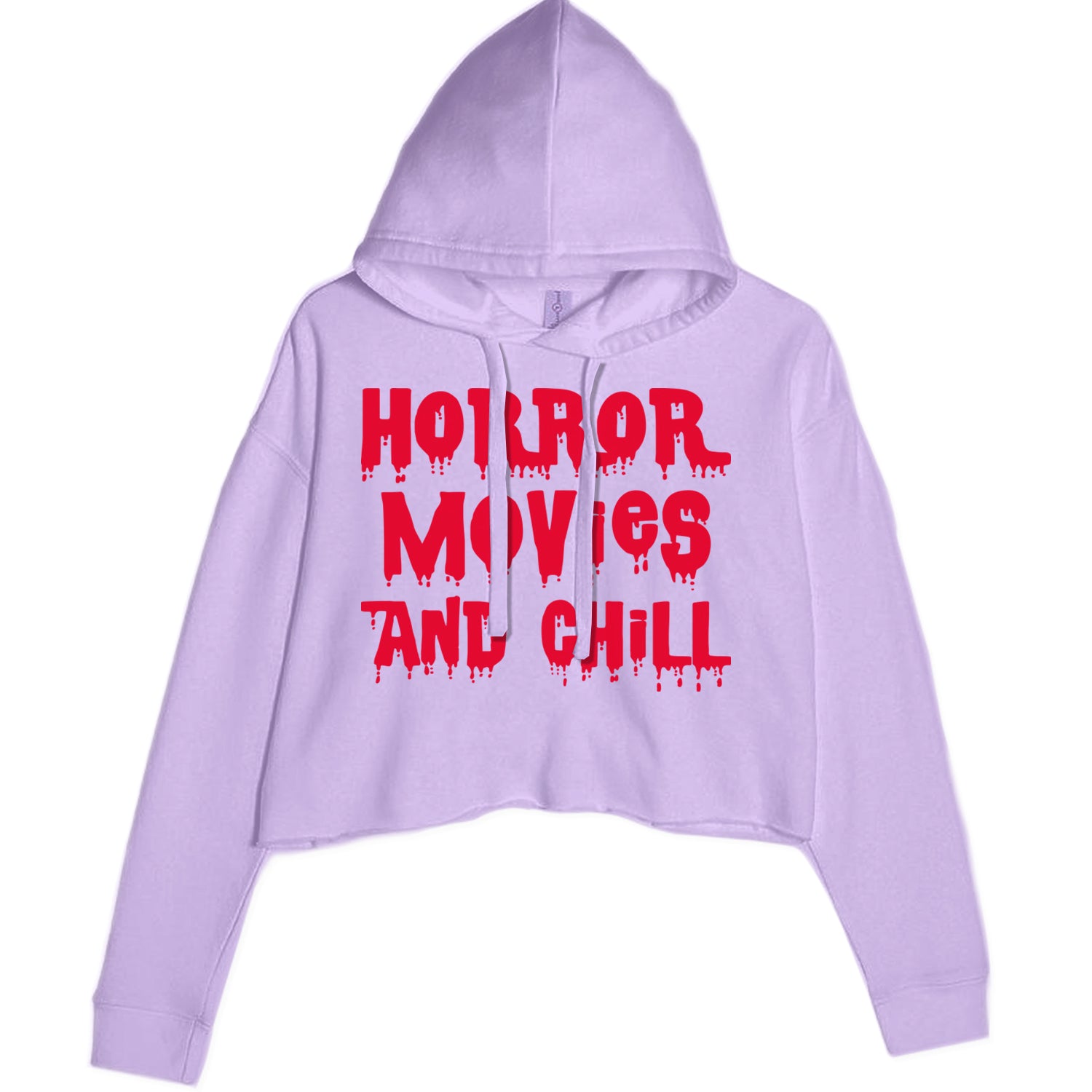 Horror Movies and Chill Cropped Hoodie Sweatshirt Lavender