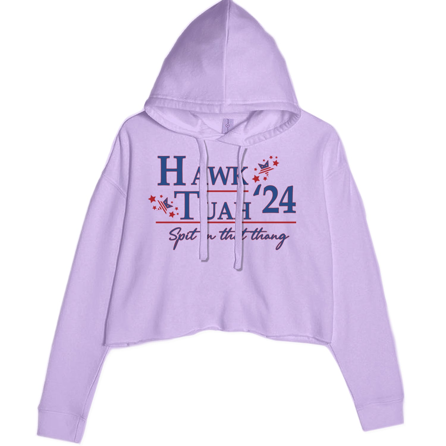 Vote For Hawk Tuah Spit On That Thang 2024 Cropped Hoodie Sweatshirt Lavender