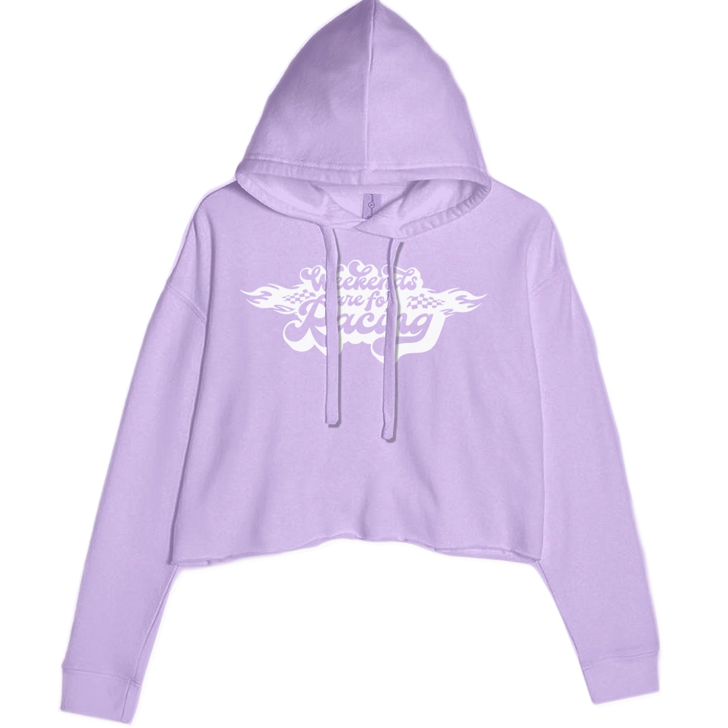 Weekends Are For Racing Cropped Hoodie Sweatshirt Lavender