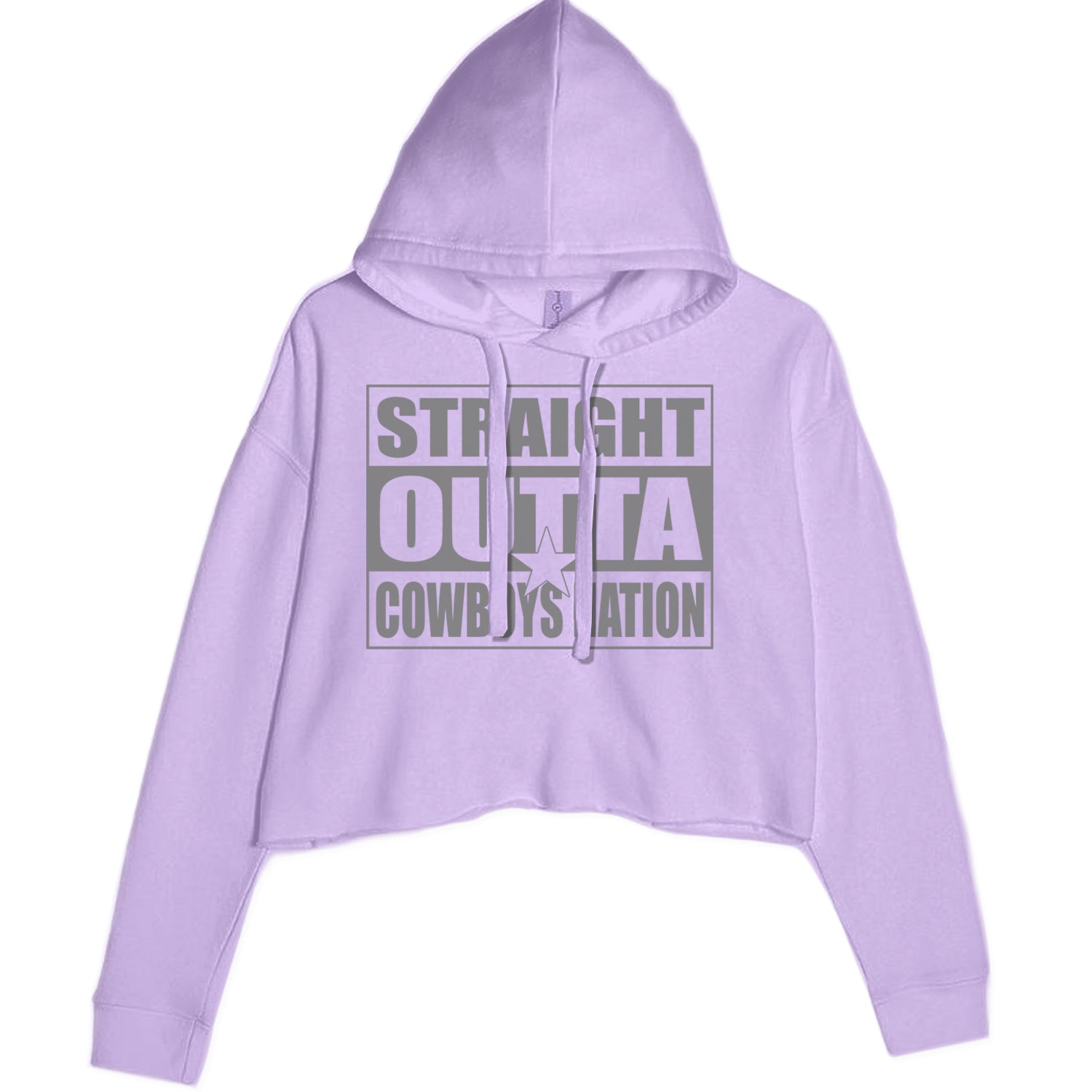 Straight Outta Cowboys Nation   Cropped Hoodie Sweatshirt Lavender