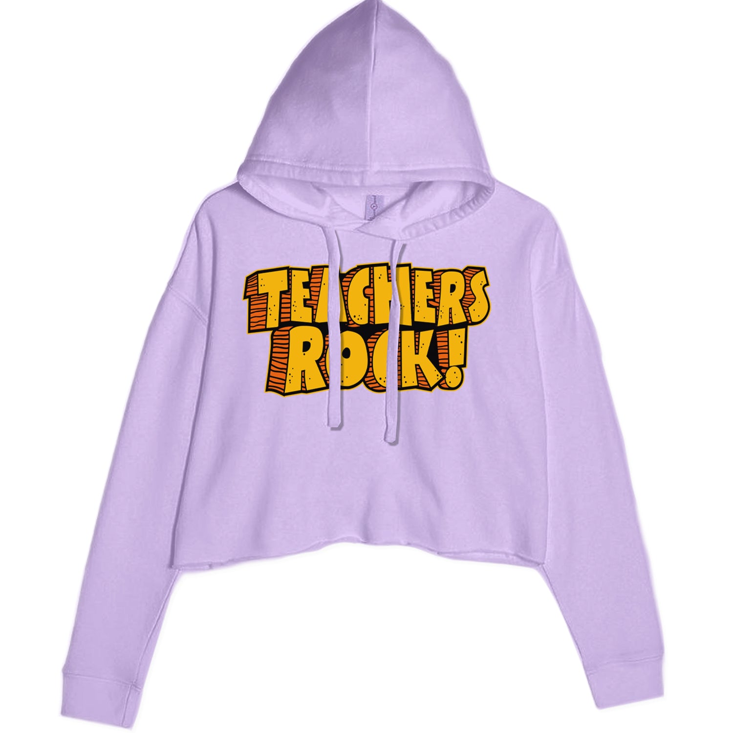 Teachers Rock Retro Cropped Hoodie Sweatshirt Lavender