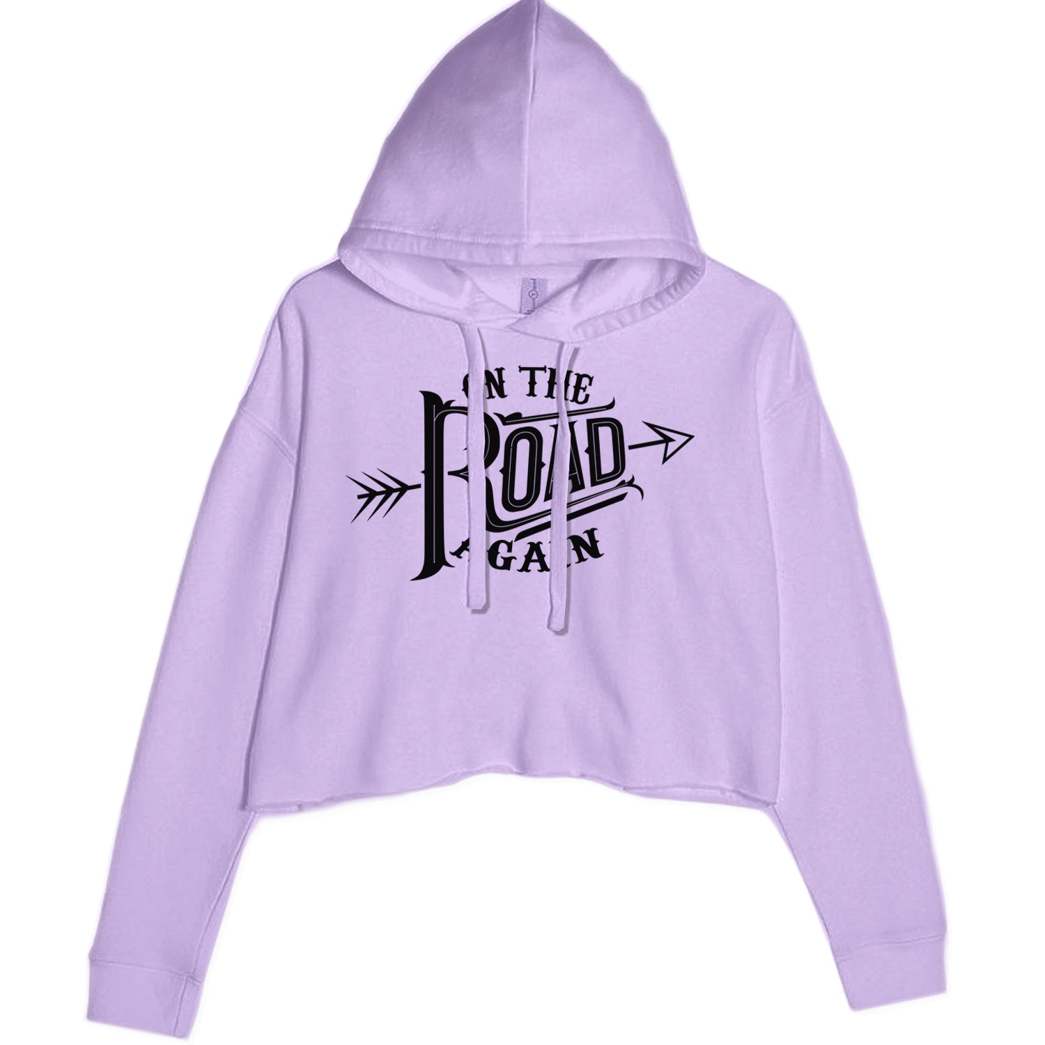 On The Road Again Hippy Country Music Cropped Hoodie Sweatshirt Lavender