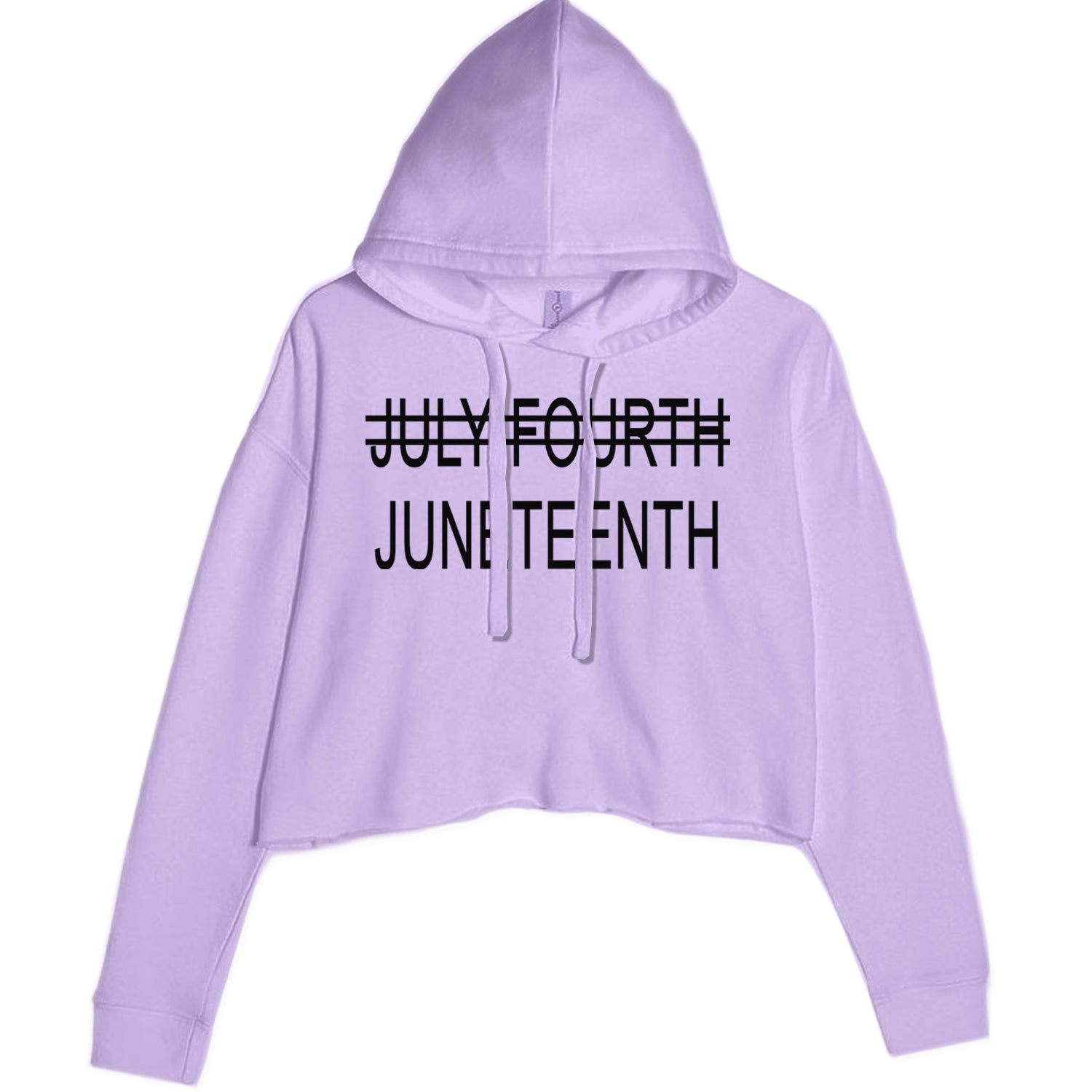 Juneteenth (July Fourth Crossed Out) Jubilee Cropped Hoodie Sweatshirt Lavender