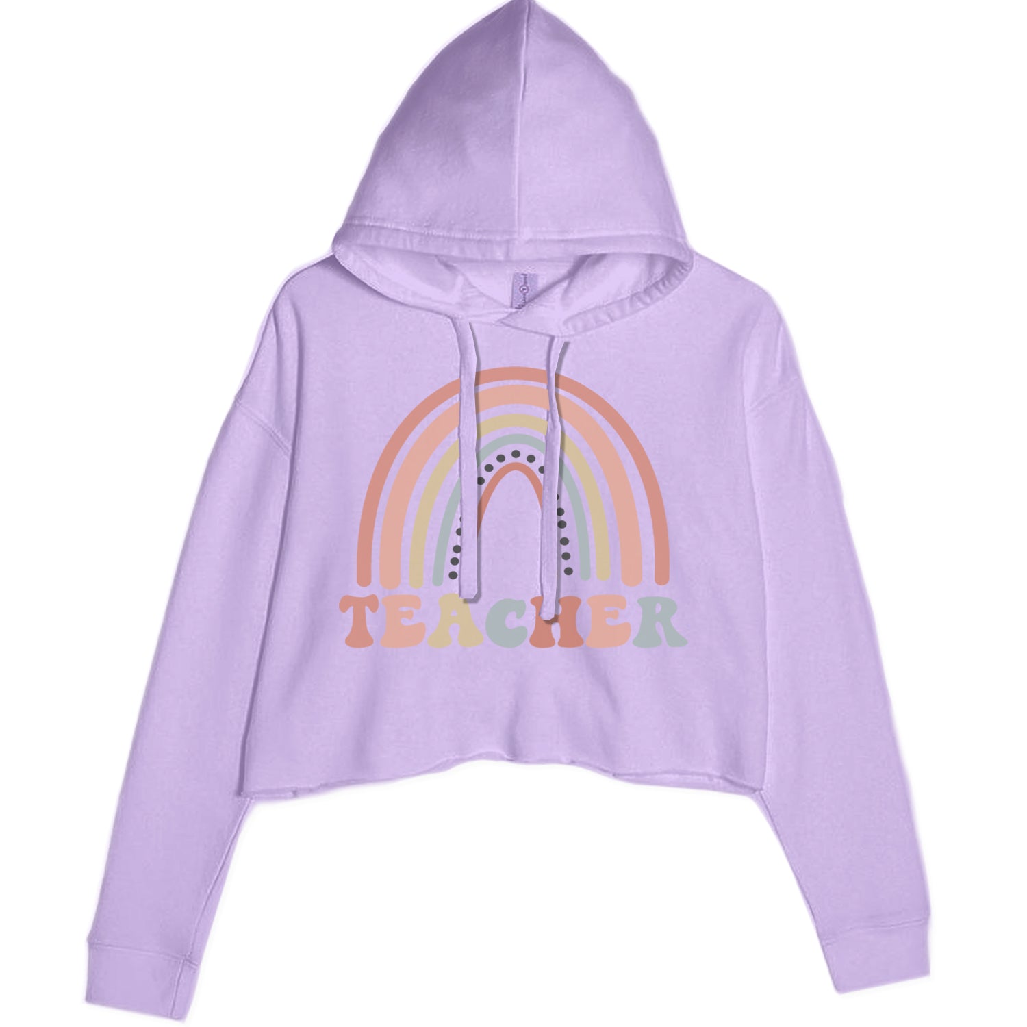 Teacher Pastel Rainbow Cropped Hoodie Sweatshirt Lavender