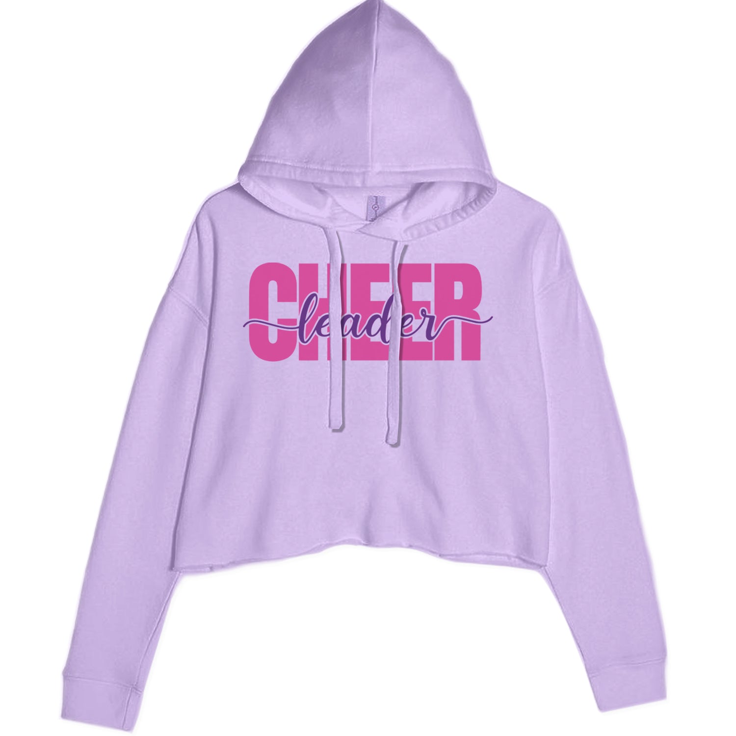 Cheerleader with Scripted Flair Cropped Hoodie Sweatshirt Lavender