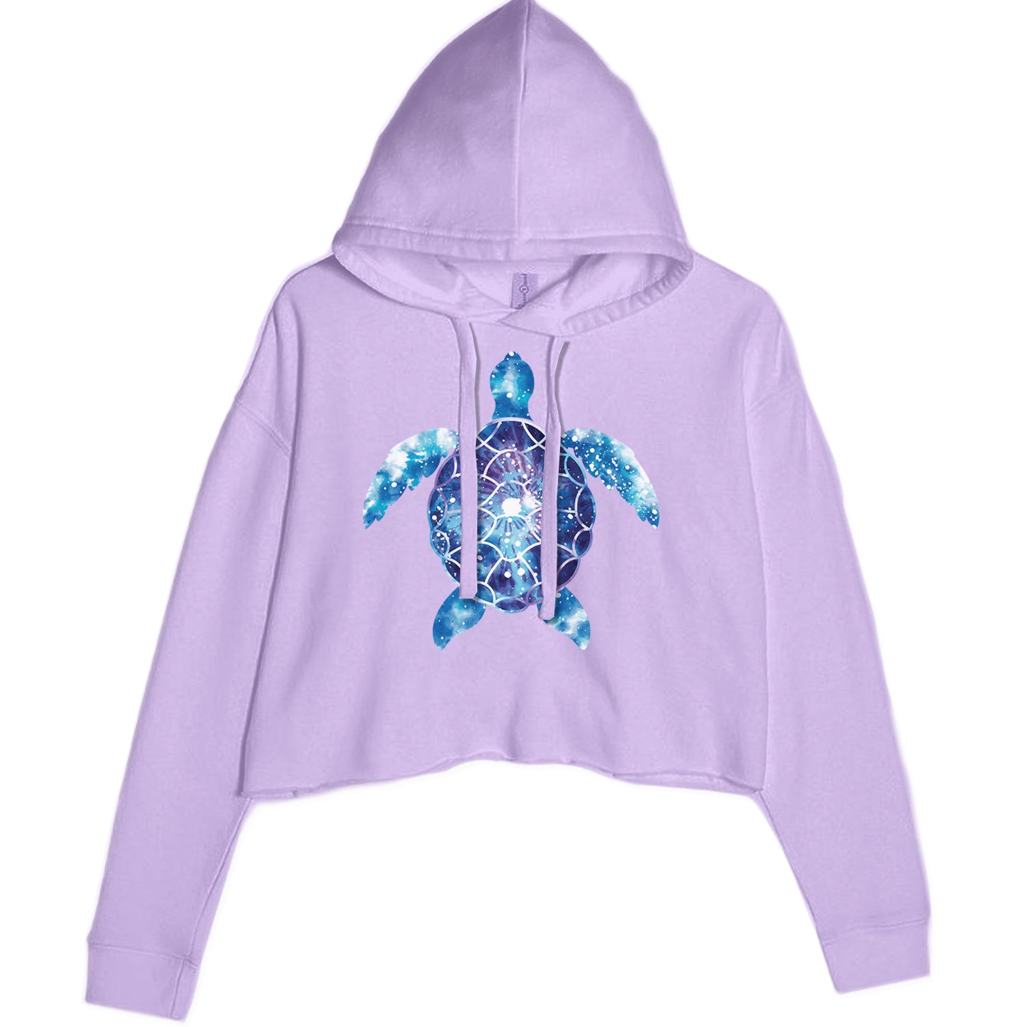 Ocean Aura Tie-Dye Sea Turtle Cropped Hoodie Sweatshirt Lavender