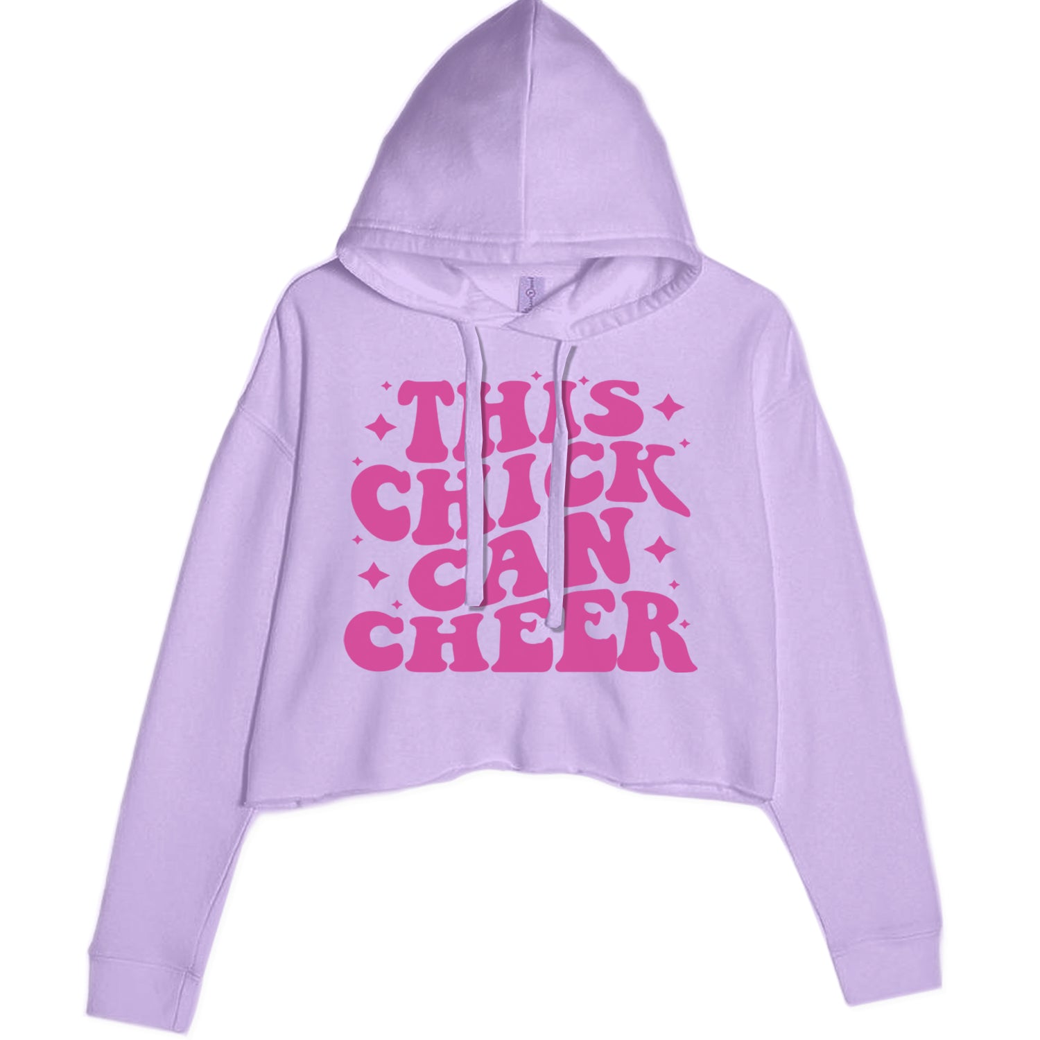 This Chick Can Cheer Cropped Hoodie Sweatshirt Lavender