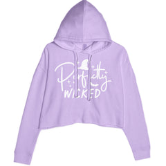 Perfectly Wicked Witchy Halloween Cropped Hoodie Sweatshirt Lavender