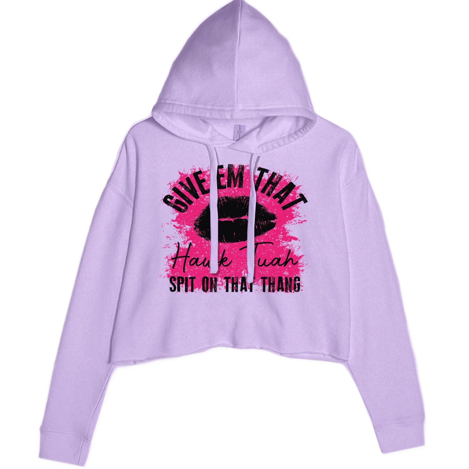 Give 'Em Hawk Tuah Spit On That Thang Cropped Hoodie Sweatshirt Lavender