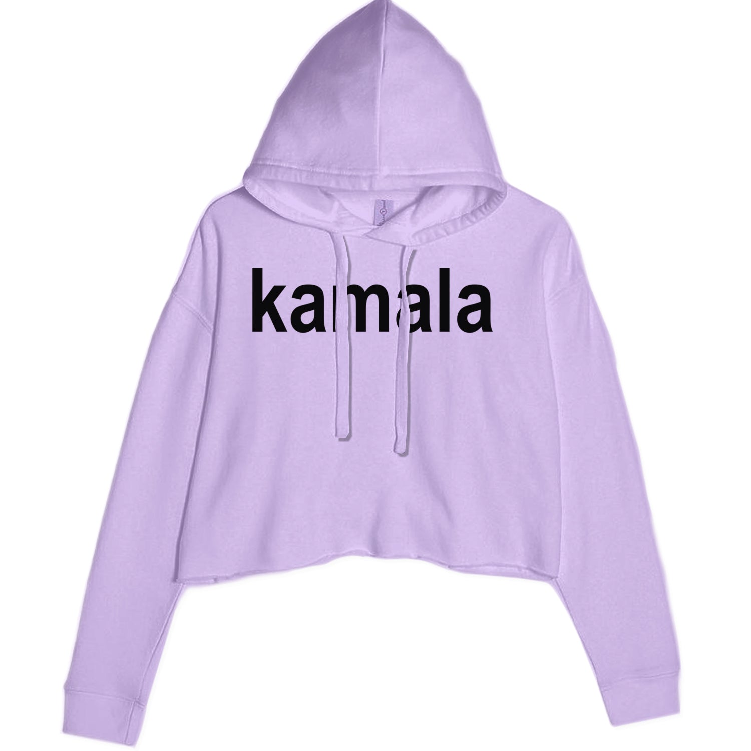 Kamala Black Print Kamala Harris For President Cropped Hoodie Sweatshirt Lavender