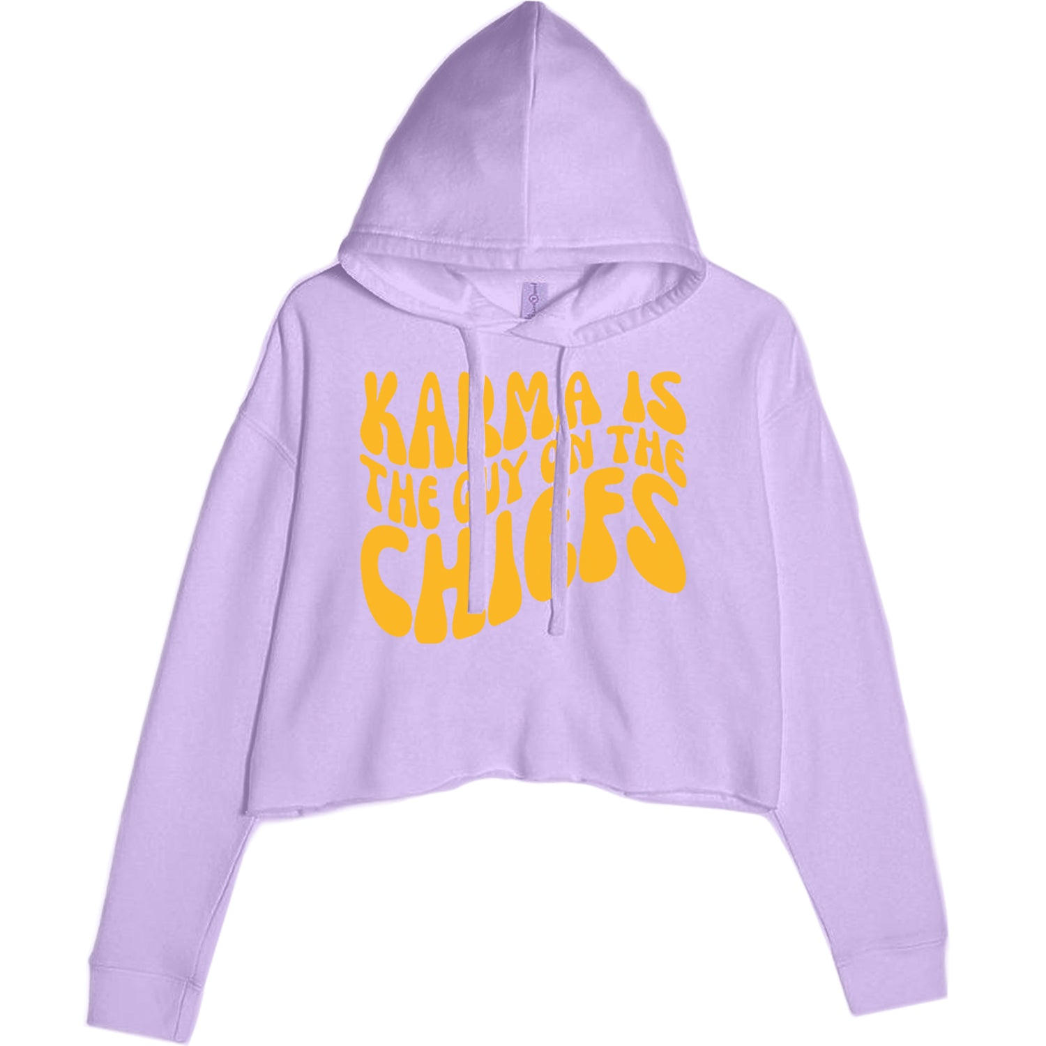 Karma Is The Guy On The Chiefs Boyfriend Cropped Hoodie Sweatshirt Lavender