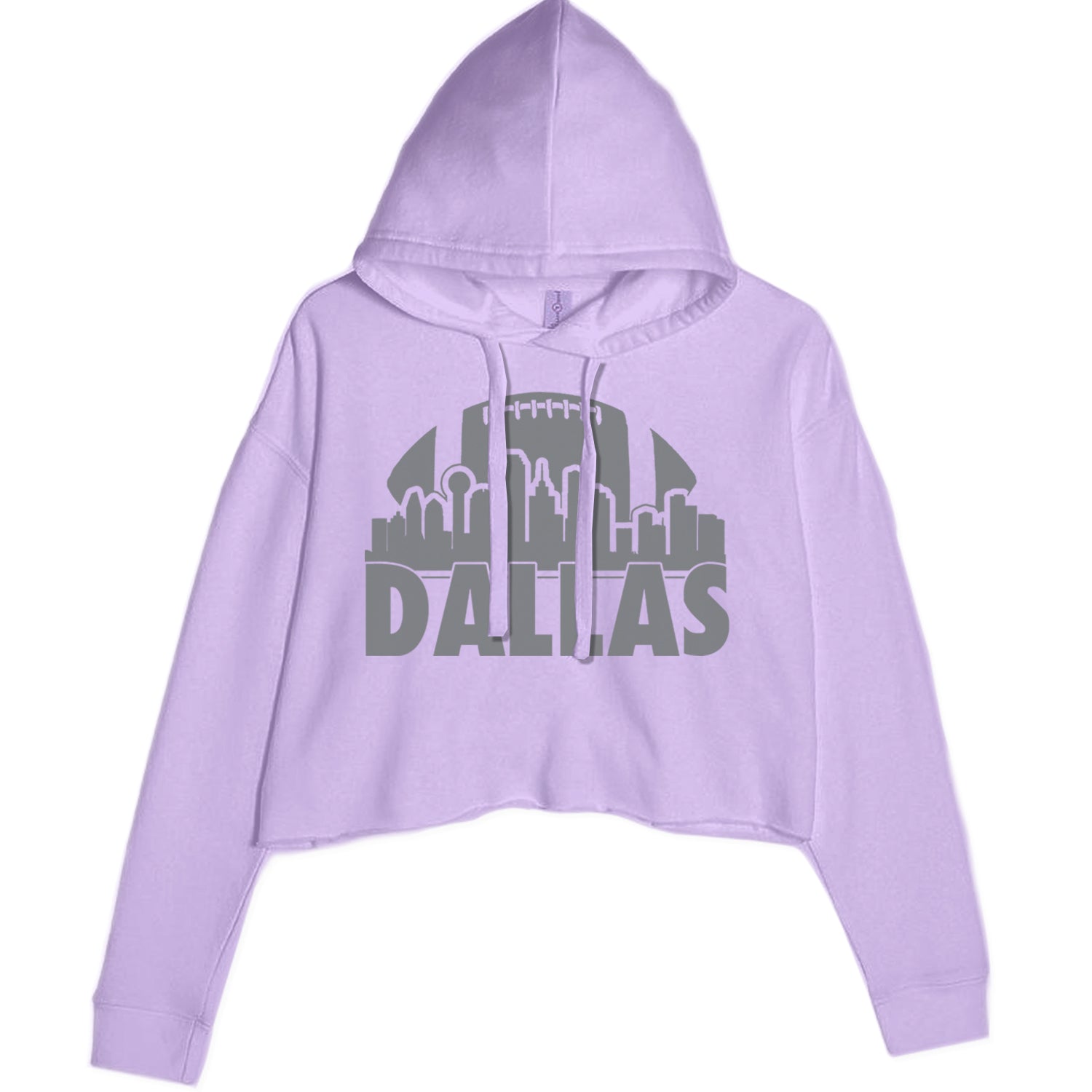 Dallas Texas Skyline Cropped Hoodie Sweatshirt Lavender