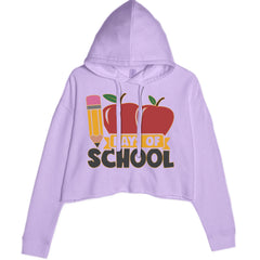 100 Days Of School Apple Pencil Cropped Hoodie Sweatshirt Lavender
