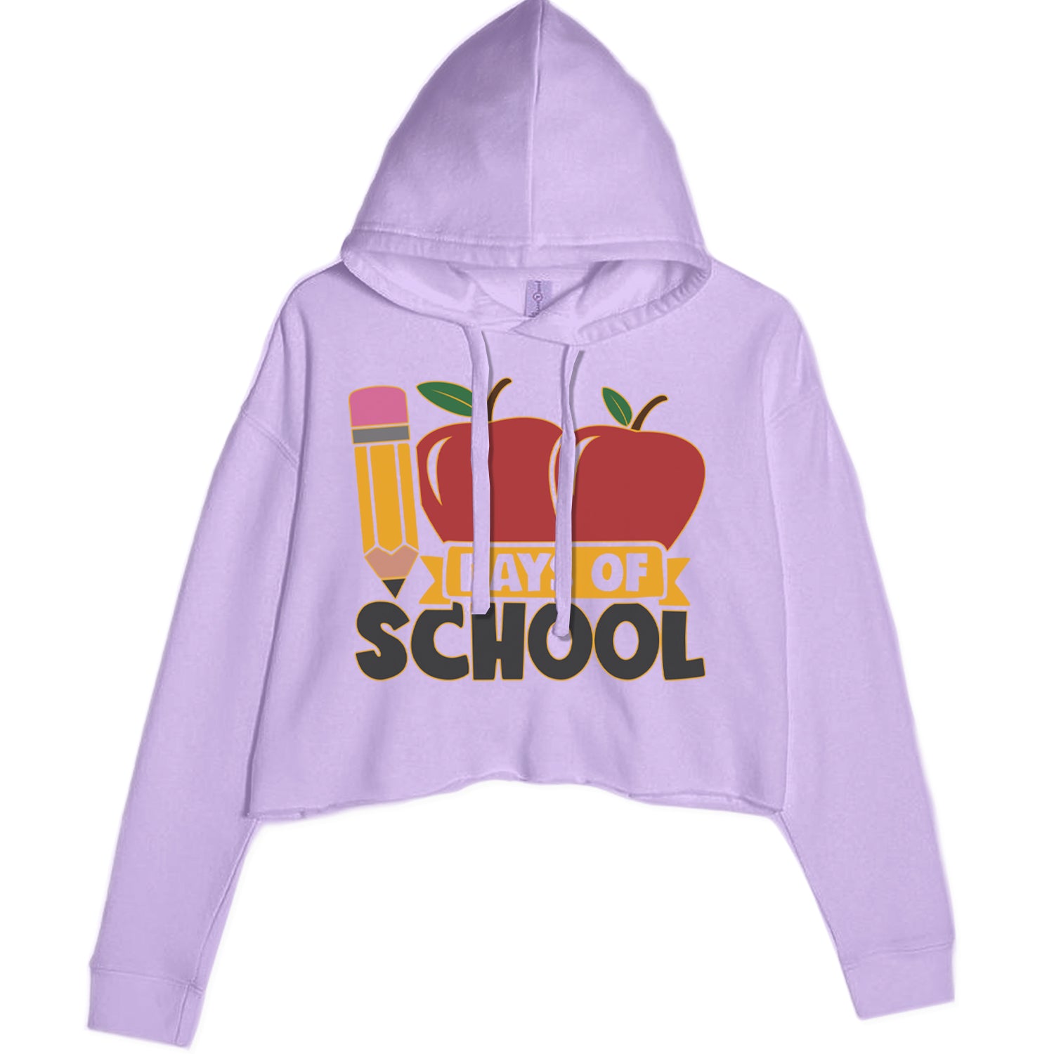 100 Days Of School Apple Pencil Cropped Hoodie Sweatshirt Lavender