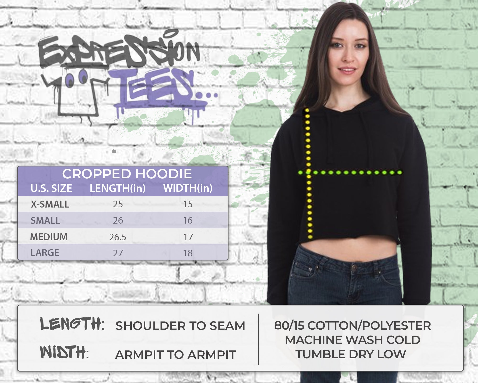 Cropped Hoodie size chart