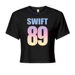 Lover Era Swift 89 Birth Year Music Fan TTPD Cropped T-Shirt Black
