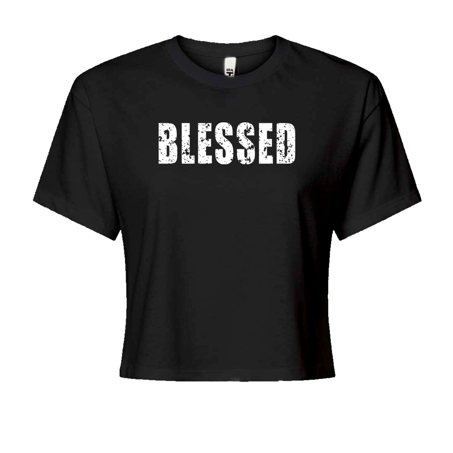 Blessed Religious Grateful Thankful Cropped T-Shirt Black