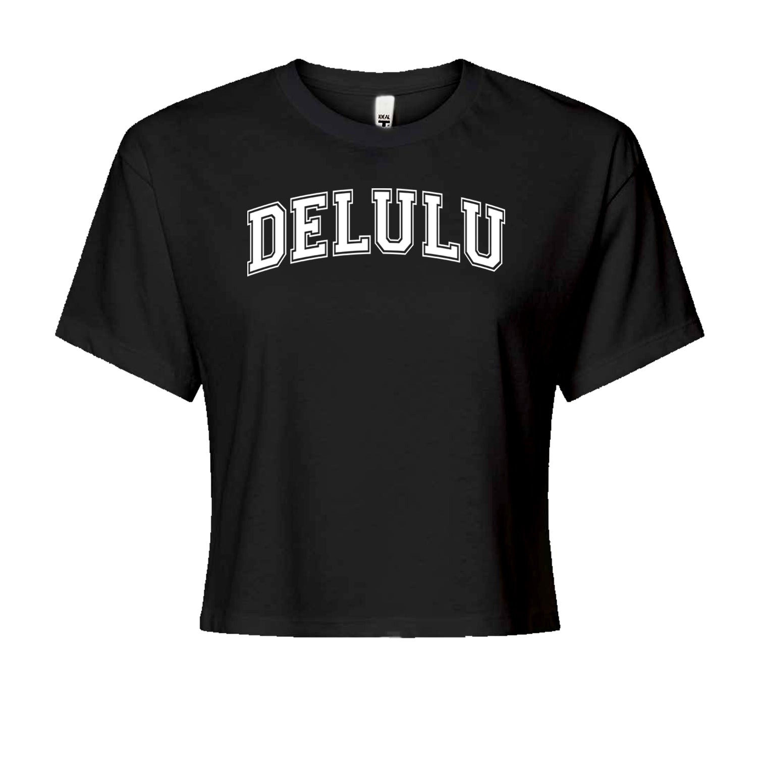 Delulu Delusional Light Hearted Cropped T-Shirt Black