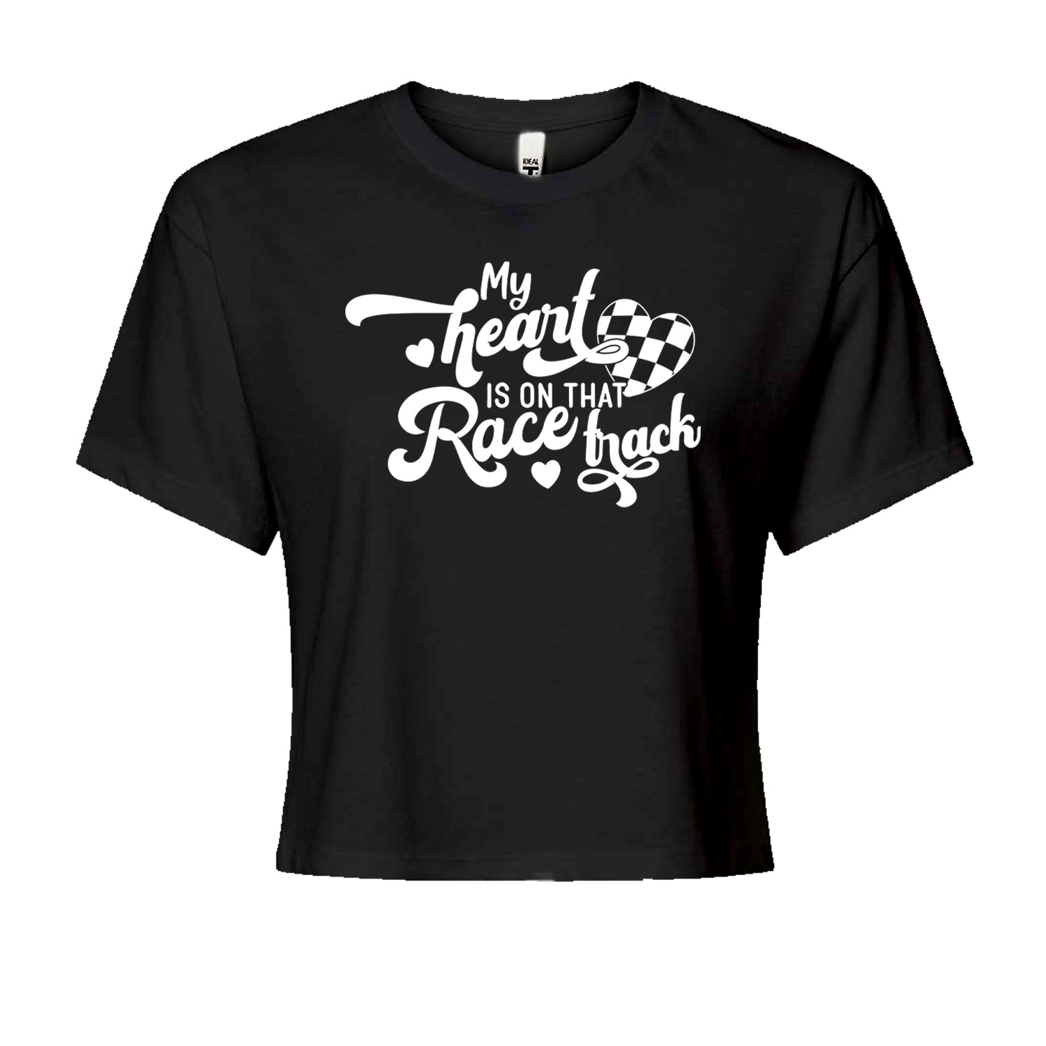 My Heart Is On That Race Track Cropped T-Shirt Black