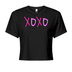 XOXO Pink PrintCropped T-Shirt Black