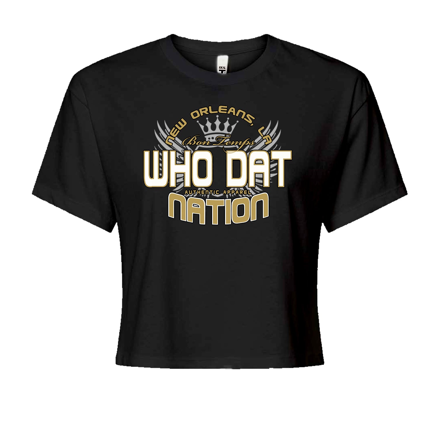 Who Dat Nation New Orleans (Color) Cropped T-Shirt Black