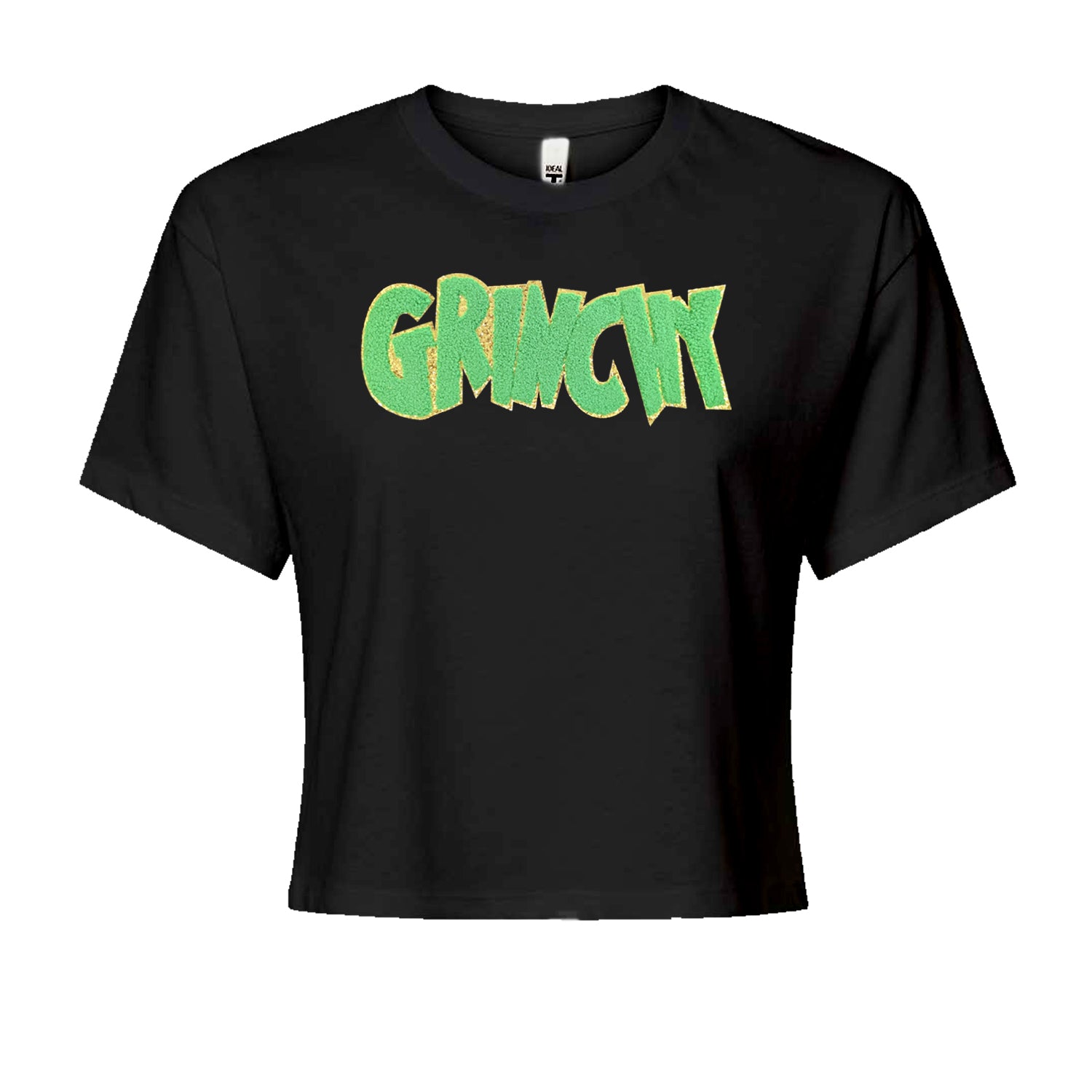 Green Gr-nchy Chenille PatchCropped T-Shirt Black