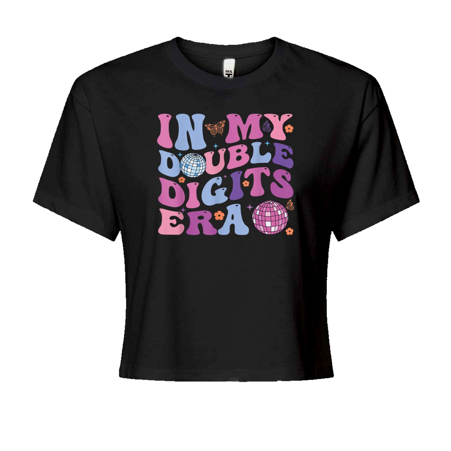 In My Double Digits Era Retro 10 Year Old 10th Birthday Cropped T-Shirt