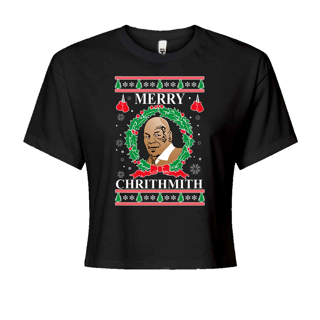 Merry Chrithmith Ugly ChristmasCropped T-Shirt Black