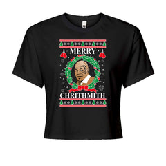 Merry Chrithmith Ugly ChristmasCropped T-Shirt Black