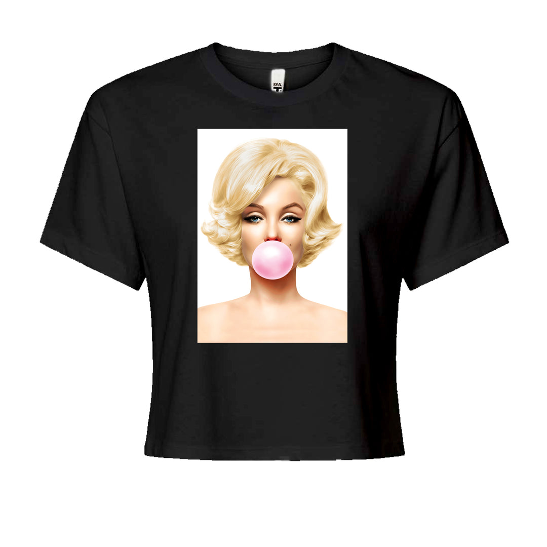 Ms. Monroe Pink Bubble Gum American Icon Cropped T-Shirt Black