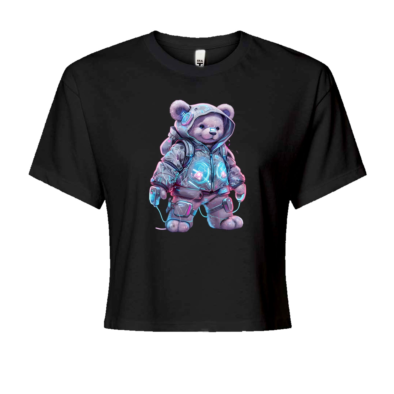 Cyberpunk Adventure Urban Graffiti BearCropped T-Shirt Black