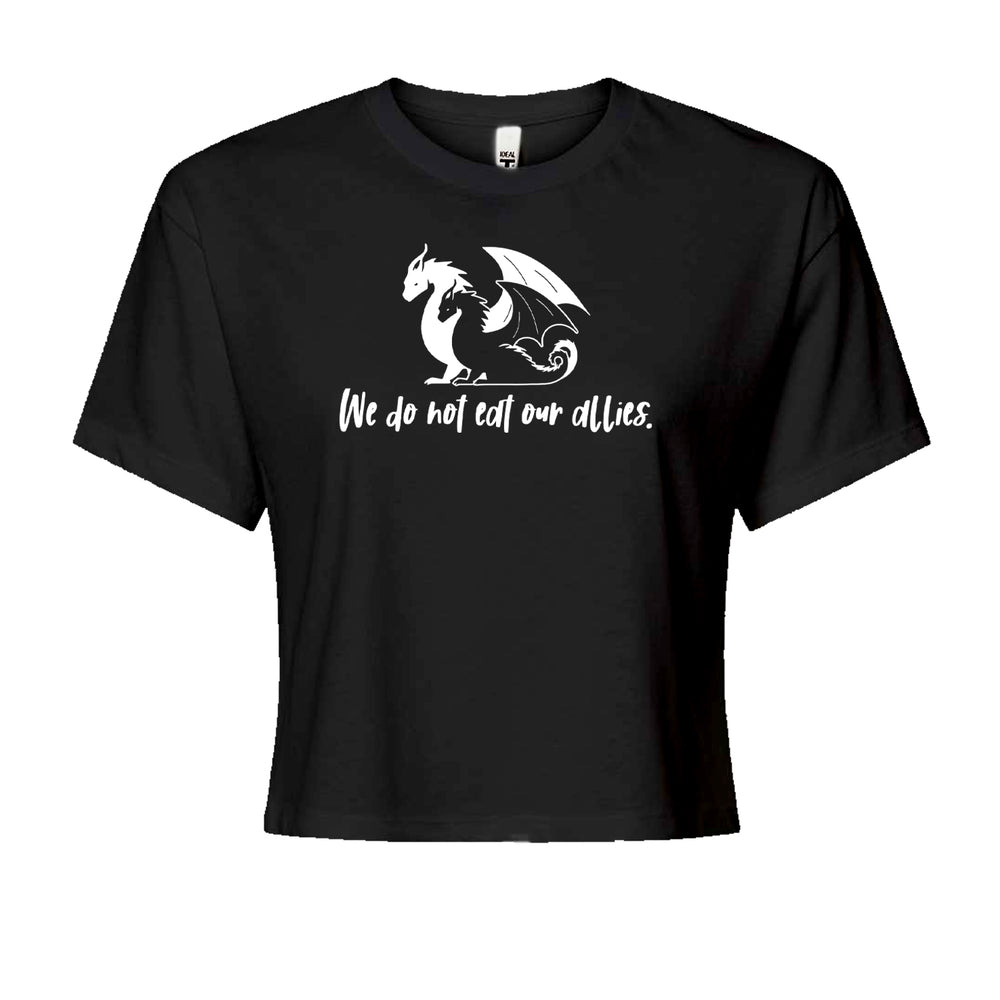 We Do Not Eat Our Allies Fourth Wing Basgiath graphic on Women's Boxy Crop T-Shirt in Black