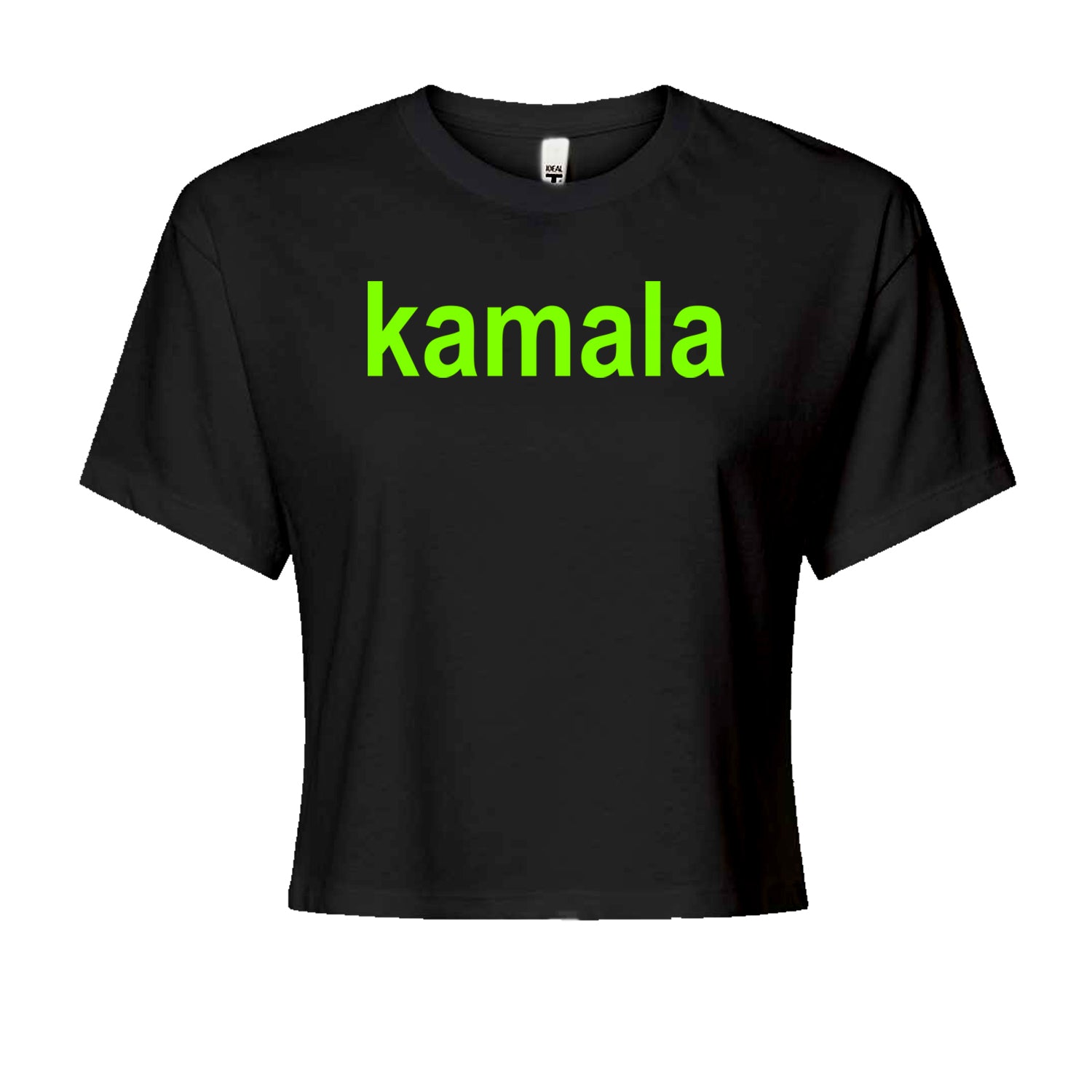 Kamala Bright Green Brat Coconut Tree Cropped T-Shirt Black