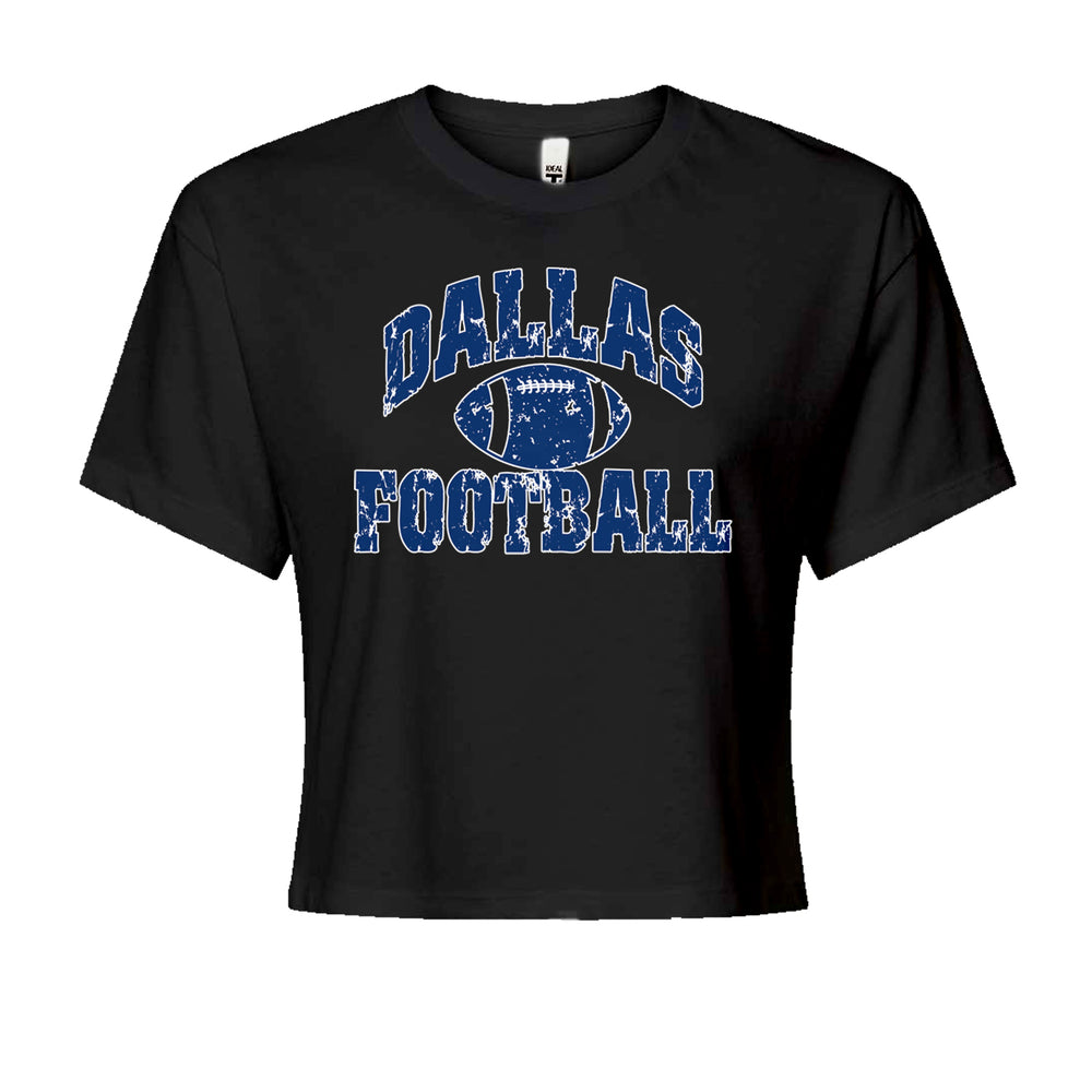 Dallas Distressed Football Cropped T-Shirt Black