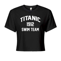 Titanic Swim Team 1912 Funny Cruise Cropped T-Shirt Black