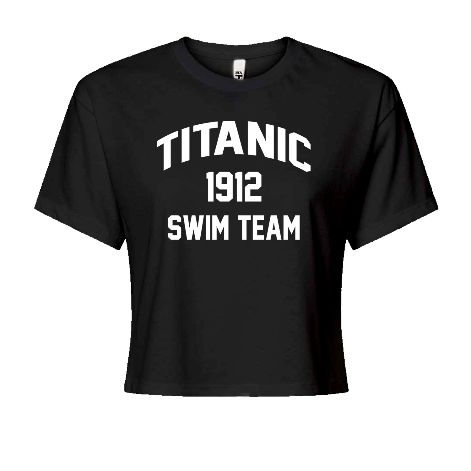 Titanic Swim Team 1912 Funny Cruise Cropped T-Shirt Blue Clouds